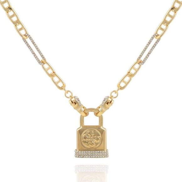 Gold-Tone Chain Necklace with Logo Padlock Pendant Jewelry for Women - Picture 1 of 2